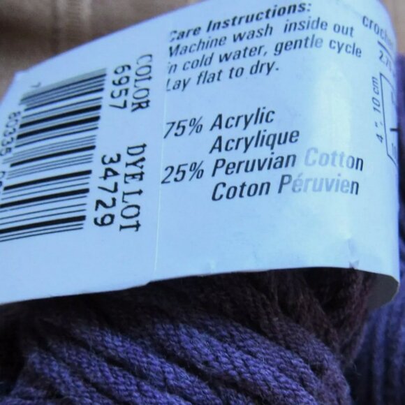 Lot of 3 sks Berroco Chunky Yarn, Peruvian Cotton 25%, Light Violet, 100g each - Picture 4 of 5